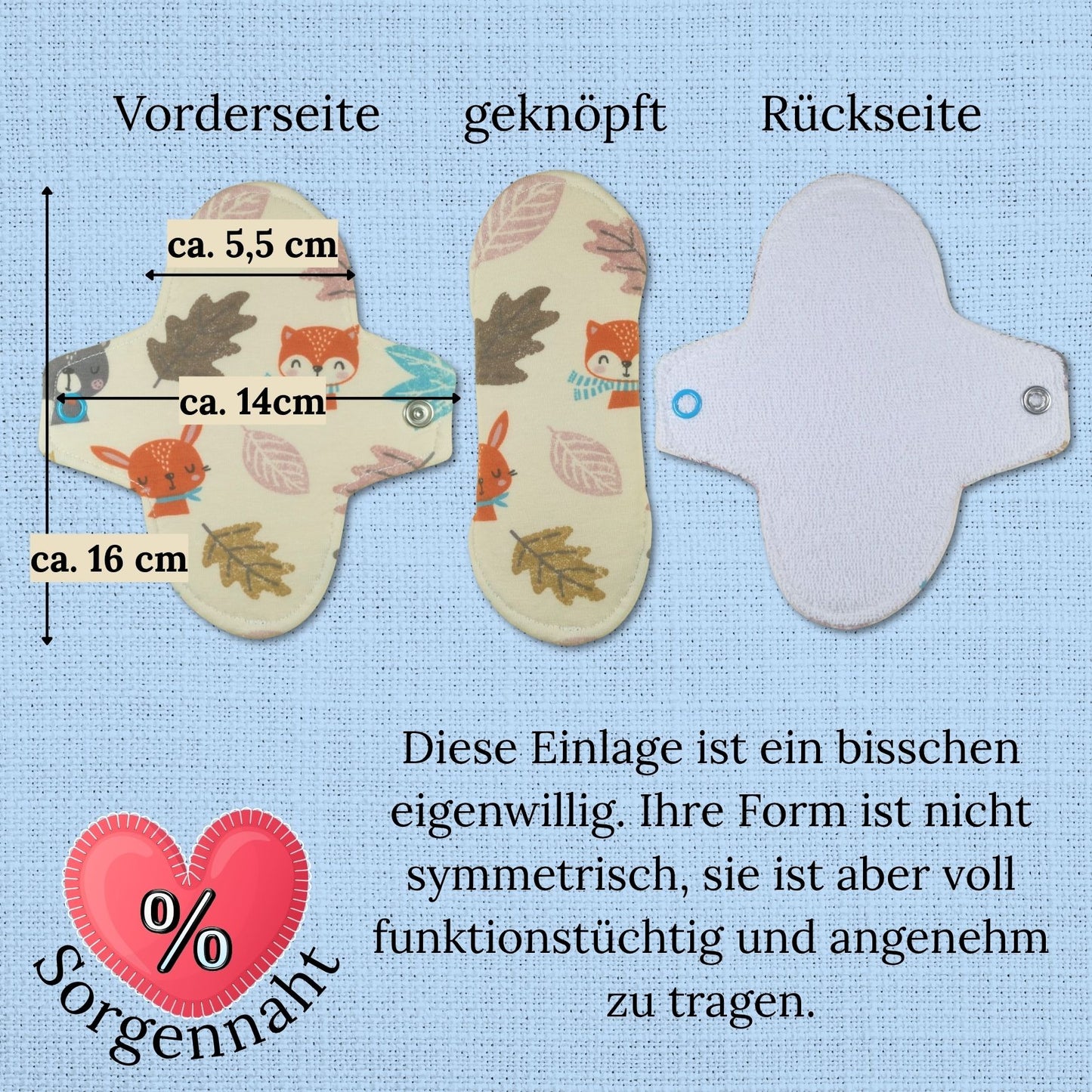 B-WARE Slipeinlage mit PUL & Flügeln - Motiv: Herbstlaub