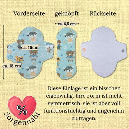 B-WARE große Slipeinlage mit PUL & Flügeln - Motiv: Matrosen