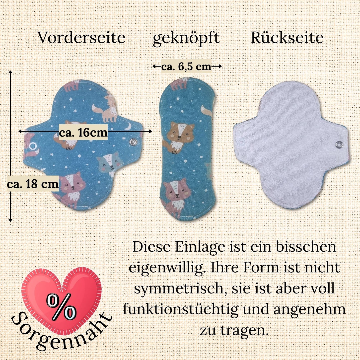 B-WARE große Slipeinlage mit PUL & Flügeln - Motiv: Nachtwölfe